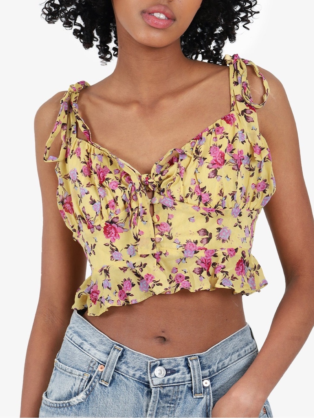 For Love and Lemons Floral Silk Beaumont Top in Women’s size XS